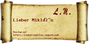 Lieber Miklós névjegykártya